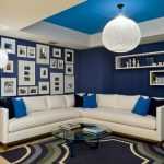 küçük oturma odası mavi beyaz dekorasyon
