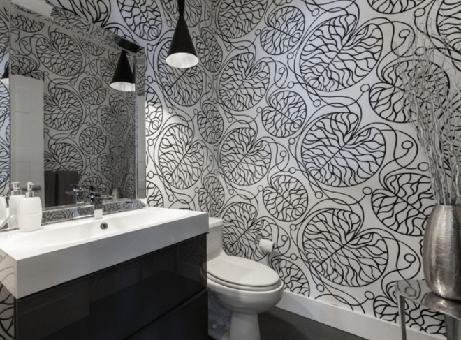 siyah beyaz banyo duvar kağıdı desenleri