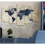 5 parça mdf tablo dünya haritası