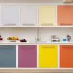 dekoratif renkli mutfak dolapları