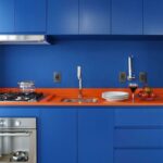 Mavi mutfak tezgahı