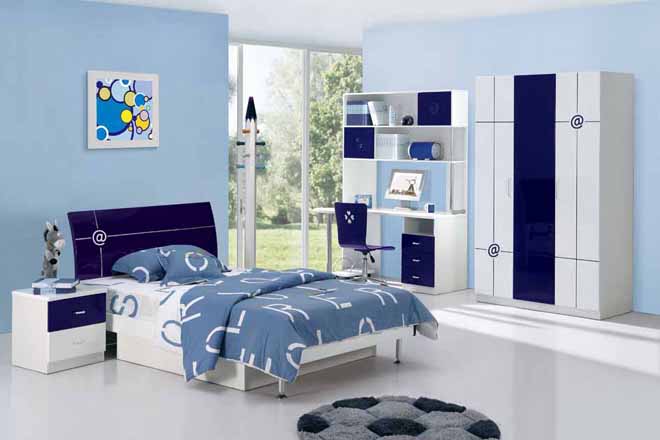 Mavi çocuk odası dekorasyonu